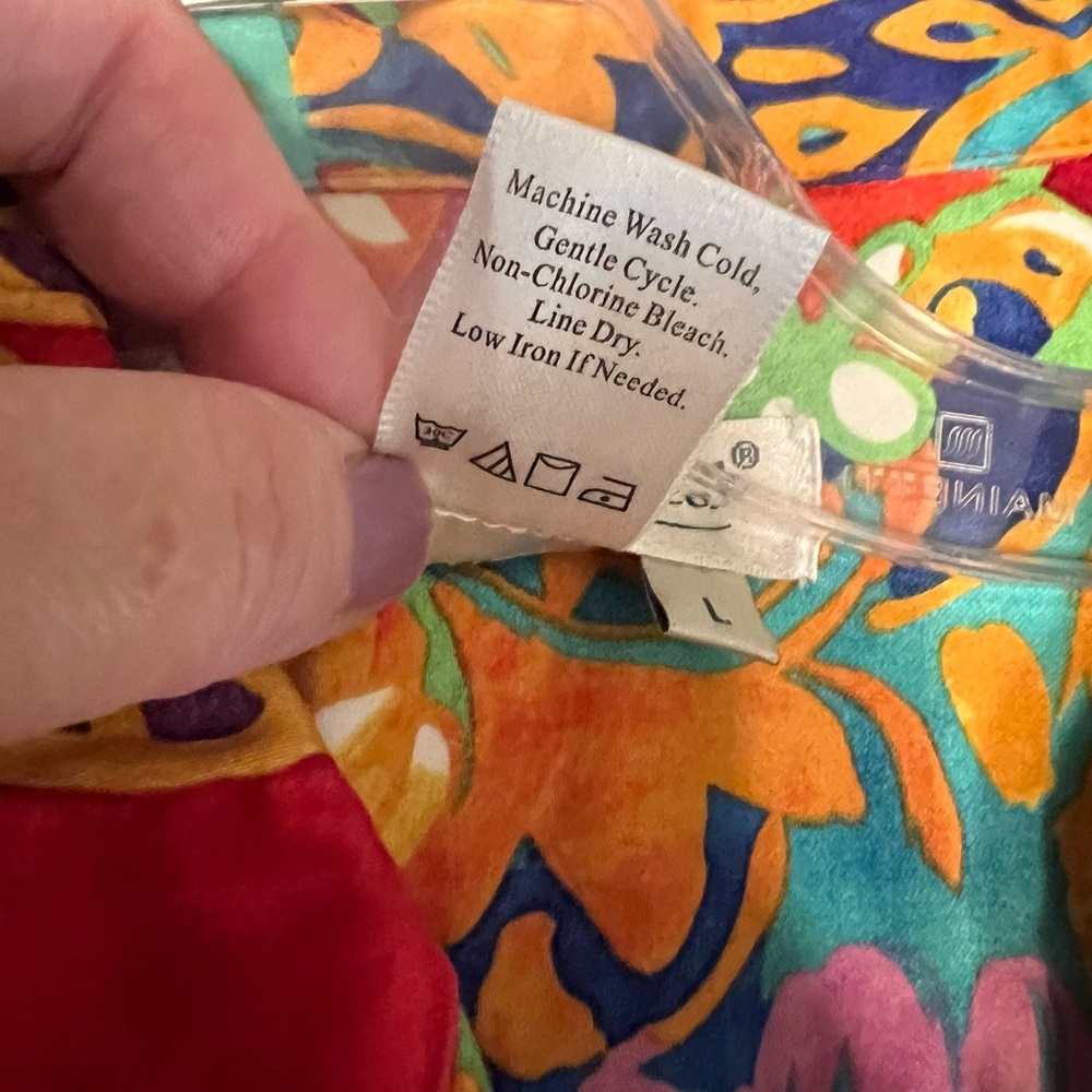 Coldwater Creek Womens Y2K Retro Multi Hibiscus Patchwork Zip Jacket EUC L #2113 - Picture 7 of 11